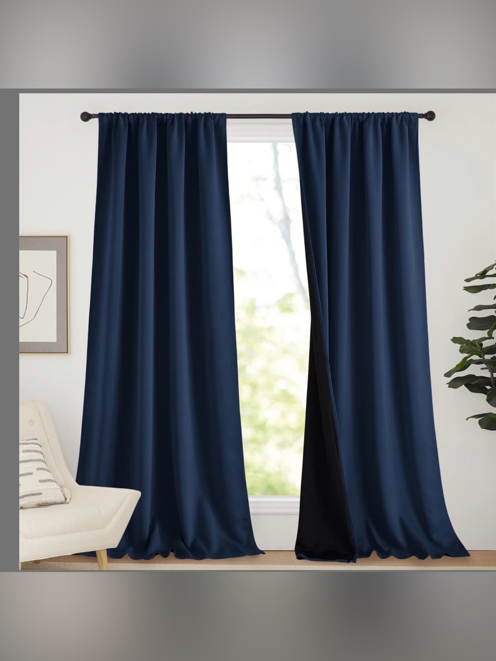 Navy Blackout Curtains 52 X 95 Inch For Bedroom Living Room
